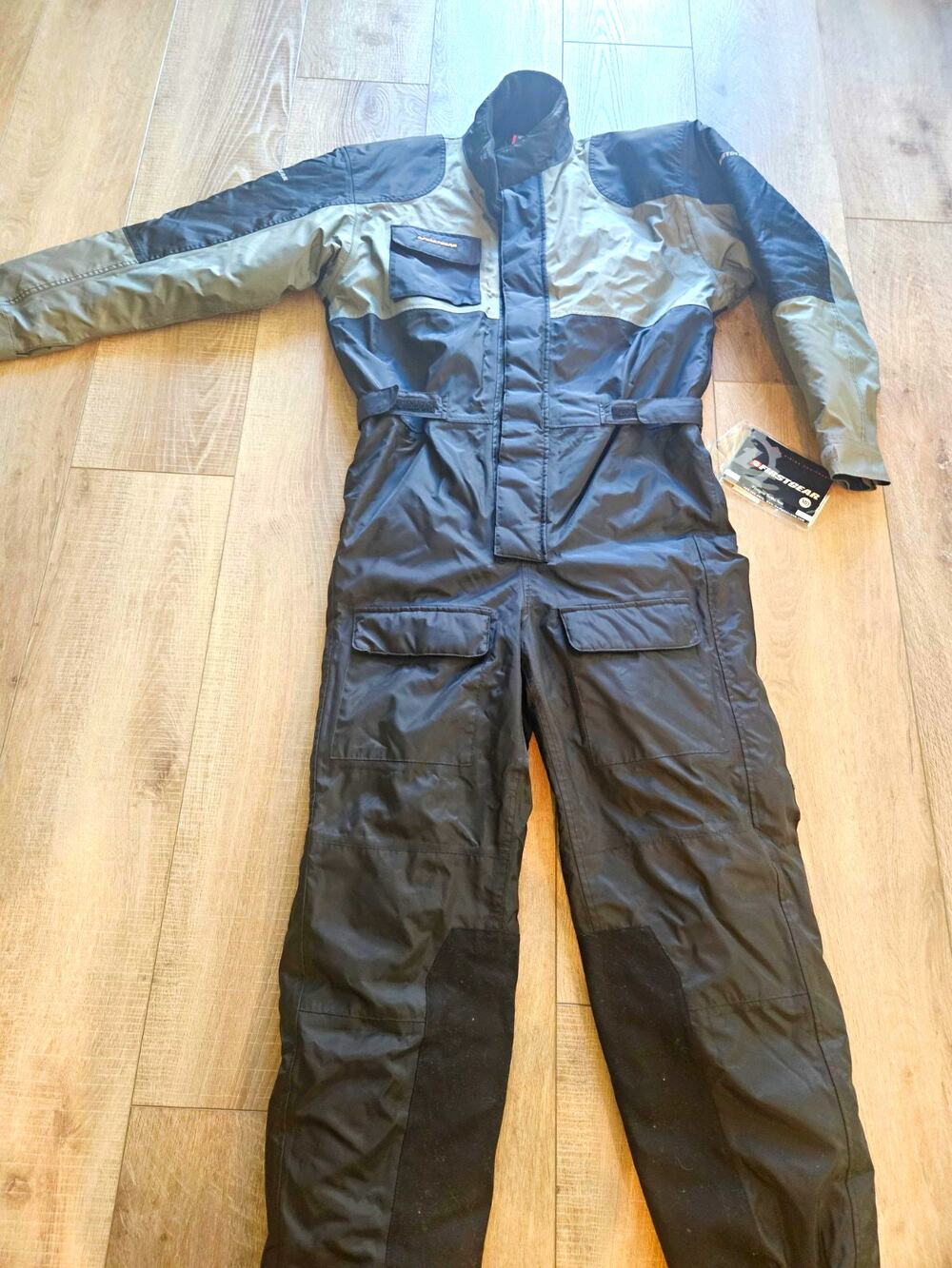 Firstgear Thermo One Piece Motorcycle Suit Men M Black Gray Waterproof New w tag
